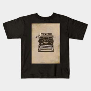 Monochrome black & white Vintage typewriter faded effect. Gift for writer. Kids T-Shirt